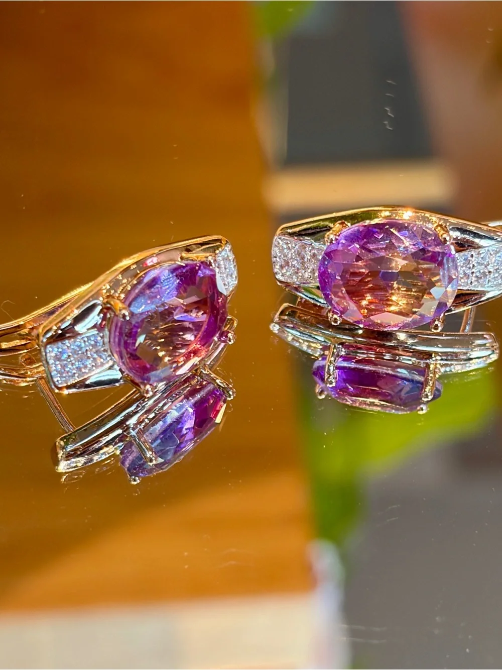 New Rose Gold Plated Pink Tourmaline-Inspired Gradient Jewelry Set ring in 7